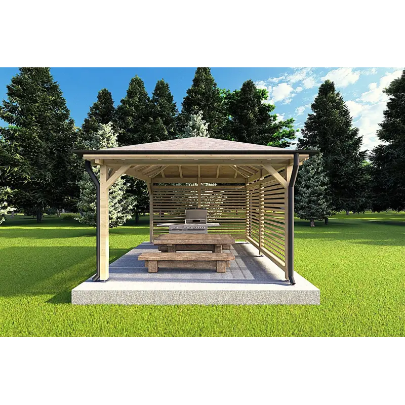 Holz-Gartenpavillon OLIVIA 4x4, Frontansicht