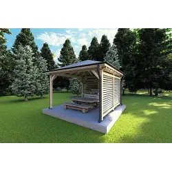 Holz-Gartenpavillon OLIVIA 4x4, Frontansicht rechte Seite