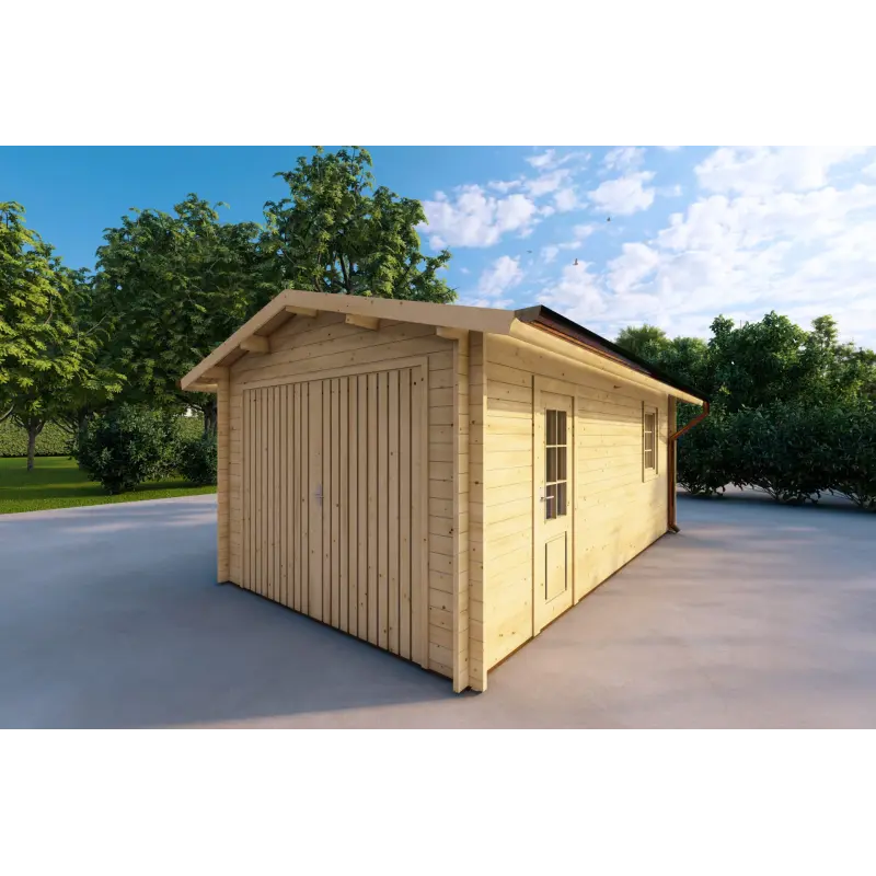 Garage Holzdach 3x6, 40mm, Frontansicht rechte Seite