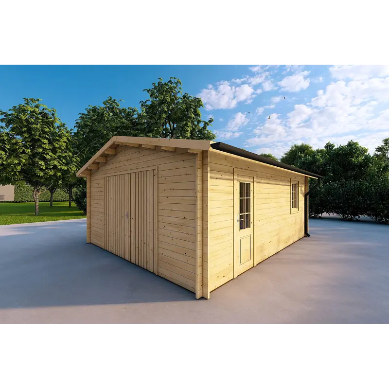 Garage Holzdach 5x4, 40mm, Frontansicht rechte Seite