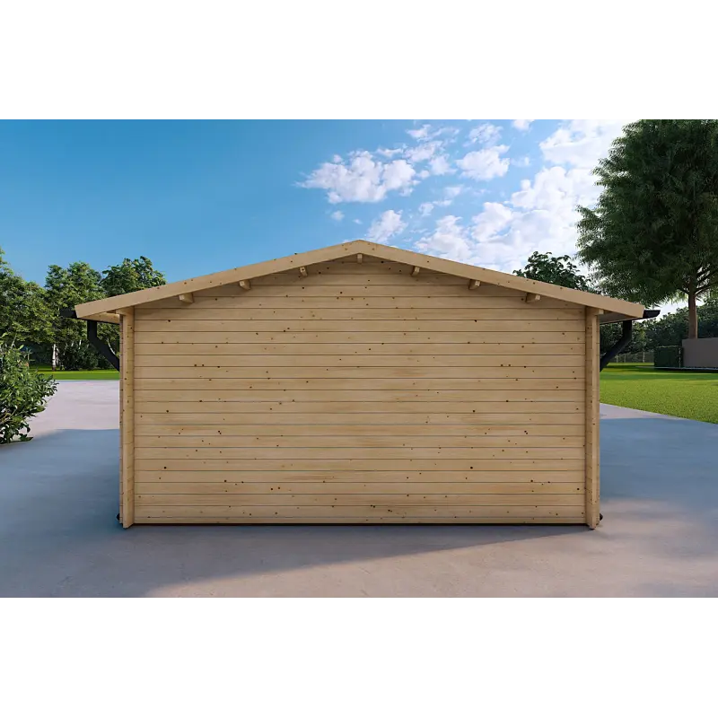 Garage Holzdach 5x4, 40mm, Rückansicht