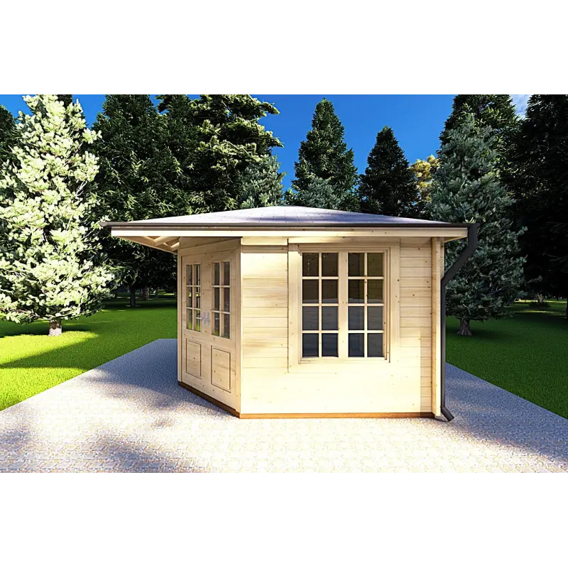 Moderne Gartenhaus KARIN 3.5x3.5, 40mm, rechte Seite
