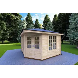 Moderne Gartenhaus KARIN 3.5x3.5, 40mm, Frontansicht rechte Seite