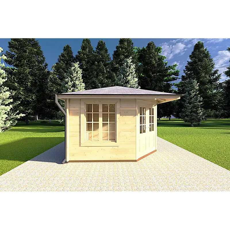 Moderne Gartenhaus KARIN 3.5x3.5, 40mm, linke Seite