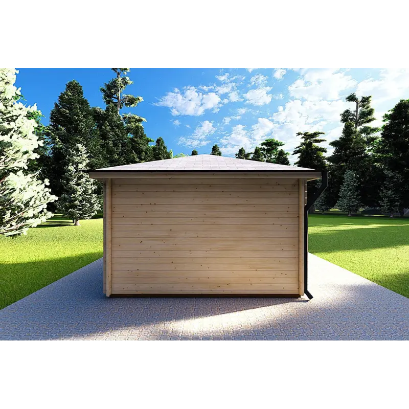 Moderne Gartenhaus KARIN 3.5x3.5, 40mm, Rückansicht