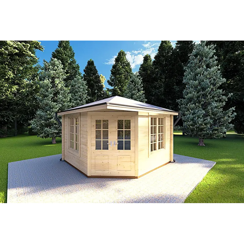 Moderne Gartenhaus KARIN 3.5x3.5, 40mm, Frontansicht