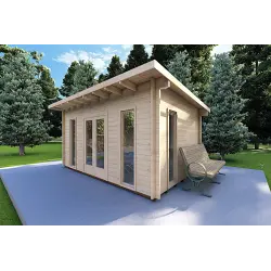 Moderne Gartenhaus MICHELLE 5x3, 40mm, Frontansicht rechte Seite