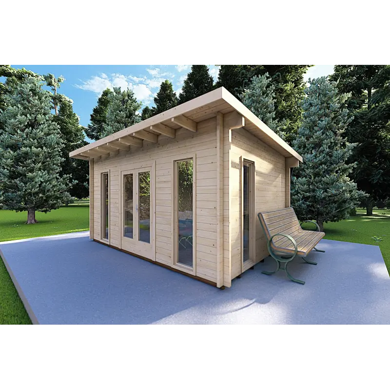 Moderne Gartenhaus MICHELLE 5x3, 40mm, Frontansicht rechte Seite