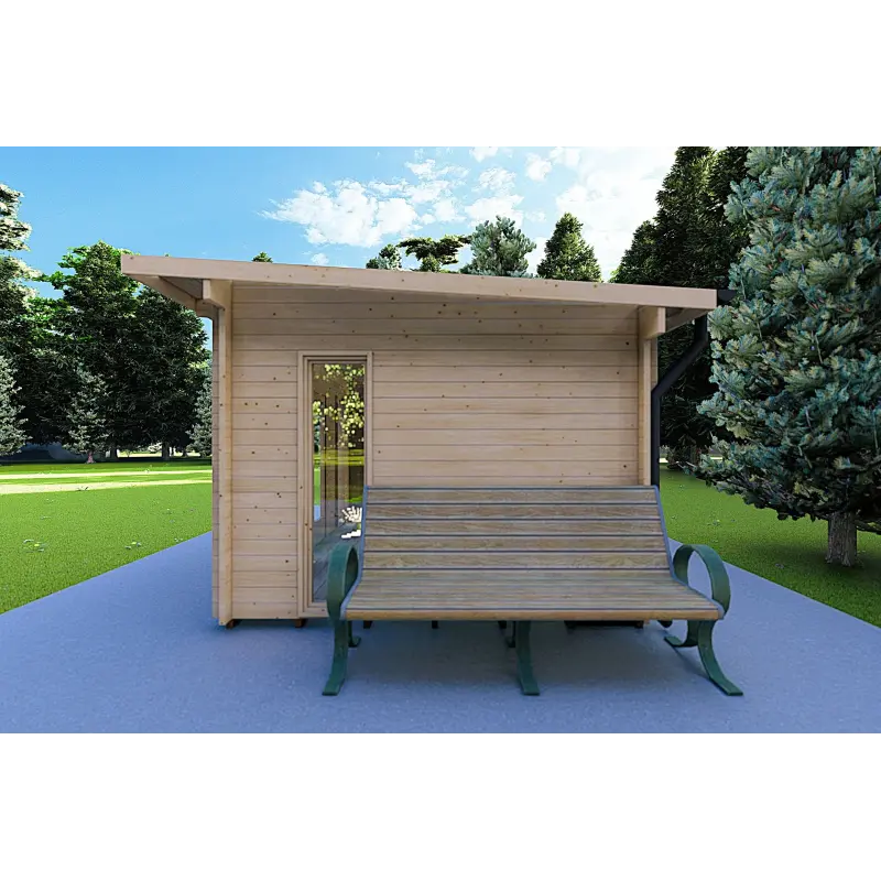 Moderne Gartenhaus MICHELLE 5x3, 40mm, rechte Seite