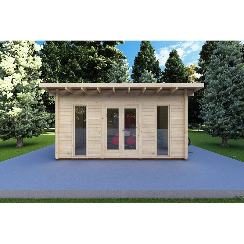 Moderne Gartenhaus MICHELLE 5x3, 40mm, Frontansicht