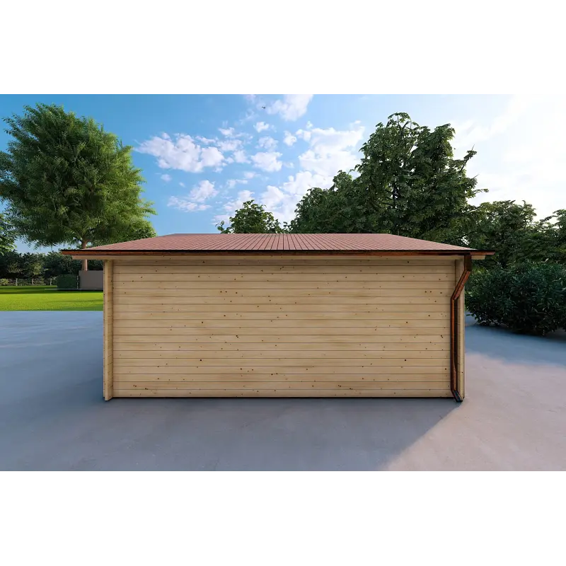 Doppelgarage aus Holz mit Holzdach 30 m², 40mm, linke Seite