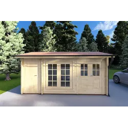 Gartenhaus Holz ALEXIA 4.5x3, 40mm, Frontansicht
