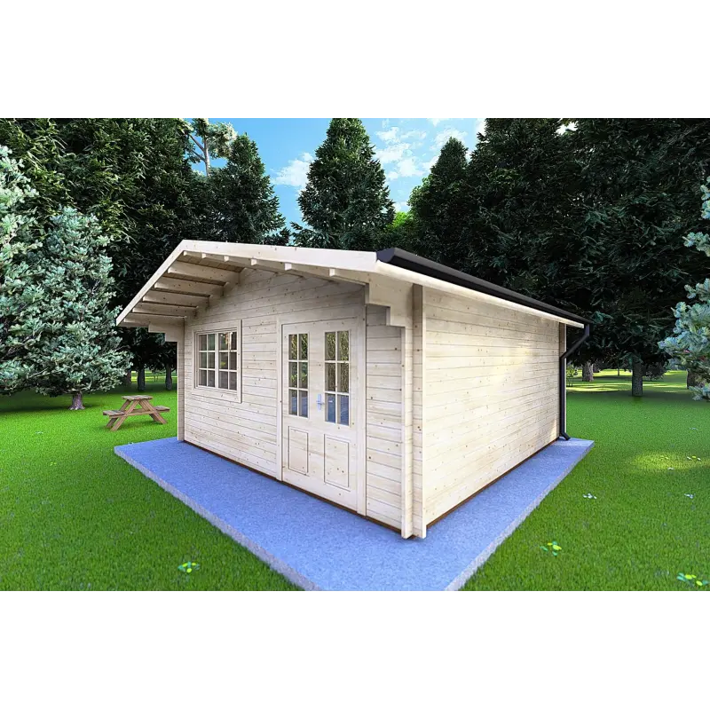 Gartenhaus Holz MARTA 5x5, 40mm, Frontansicht rechte Seite