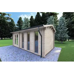 Gartenhaus Holz ZAIRA 5.7x3, 40mm, Frontansicht rechte Seite