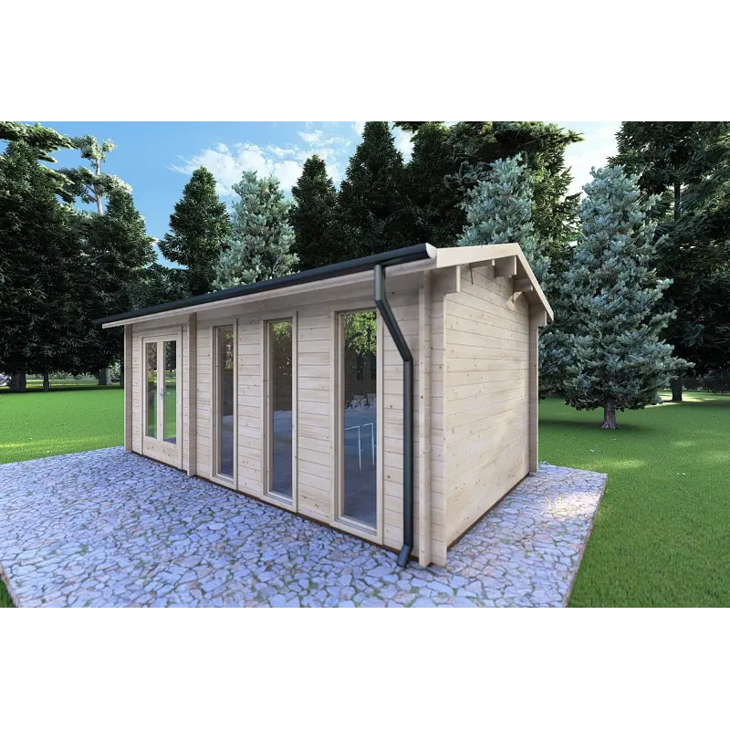 Gartenhaus Holz ZAIRA 5.7x3, 40mm, Frontansicht rechte Seite