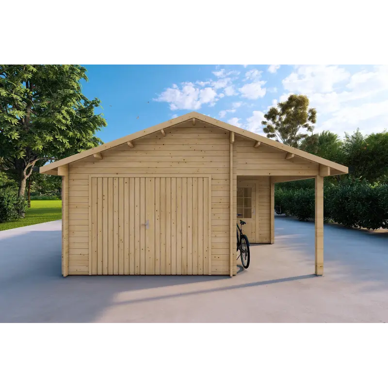 Garage aus Holz 30 m², 40mm, Frontansicht