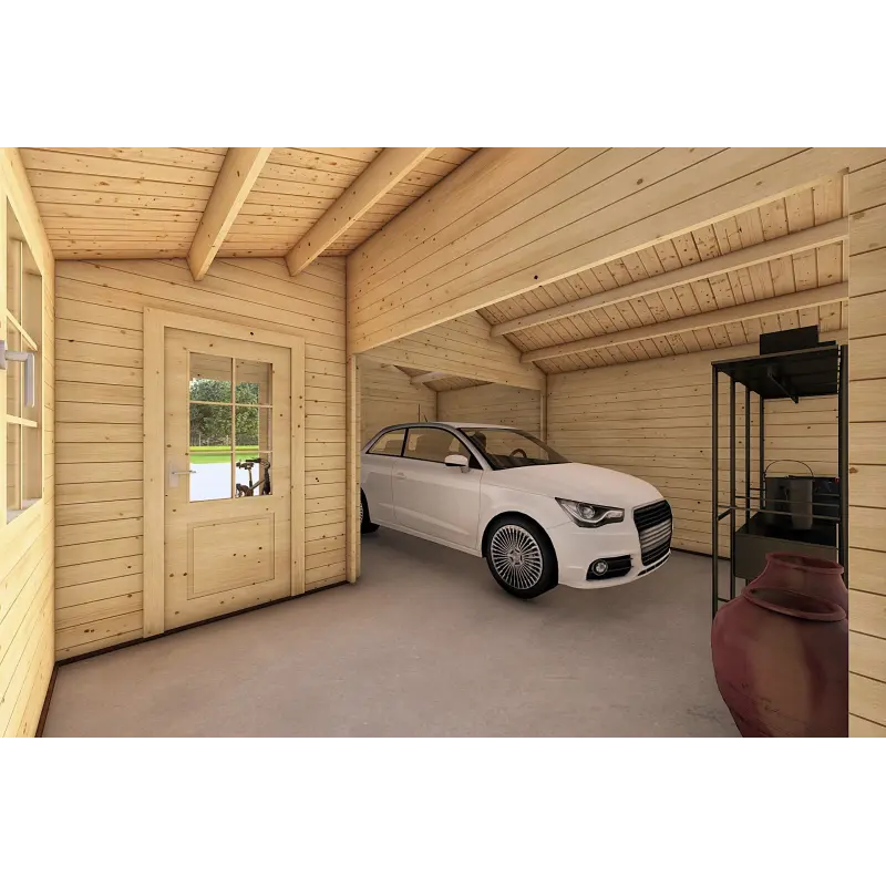Garage aus Holz 30 m², 40mm, Innenansicht