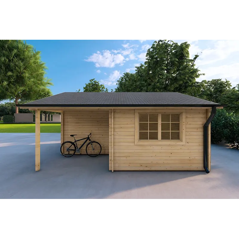 Garage aus Holz 30 m², 40mm, rechte Seite