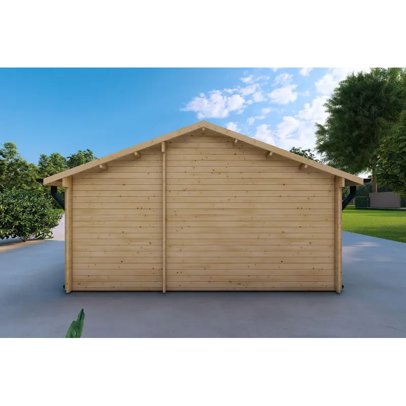 Garage aus Holz 30 m², 40mm, Rückansicht