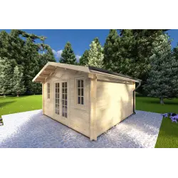 Gartenhaus Holz BENEDETTA 4x4, 40mm, Frontansicht rechte Seite