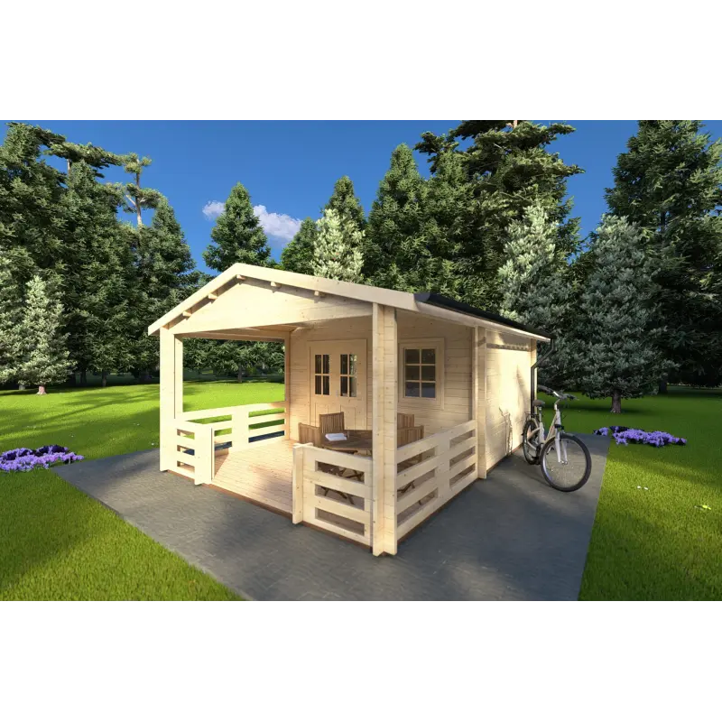 Gartenhaus Holz MELISSA 4x6, 40mm, Frontansicht rechte Seite