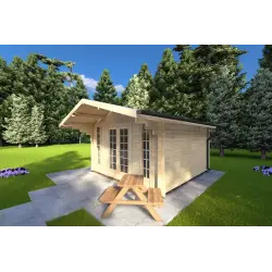 Gartenhaus Holz MARGHERITA 3.8x3.8, 40mm, Frontansicht rechte Seite
