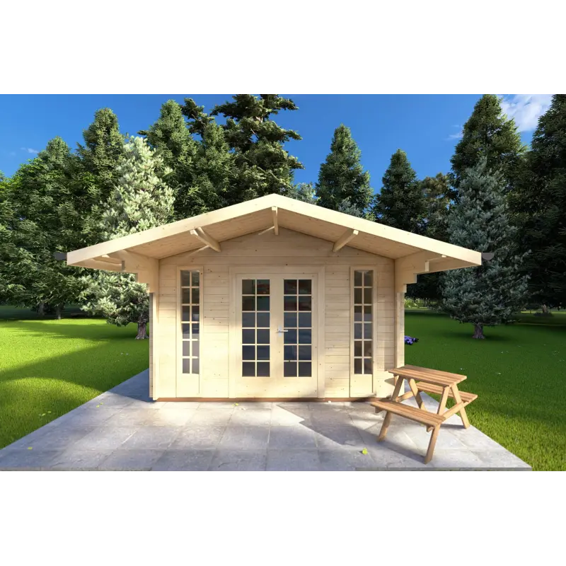 Gartenhaus Holz MARGHERITA 3.8x3.8, 40mm, Frontansicht