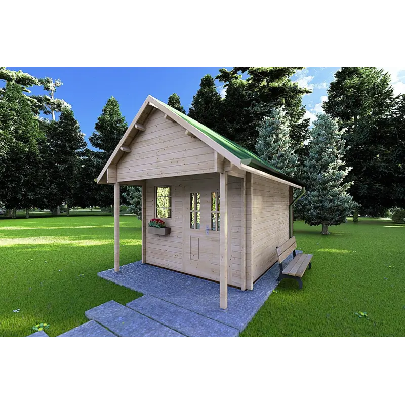 Gartenhaus Holz LALLA 4.5x3, 40mm, Frontansicht rechte Seite