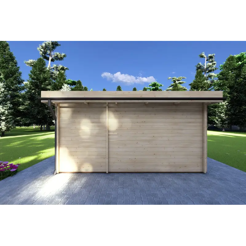 Moderne Gartenhaus SVEVA 5x3, 40mm, Rückansicht