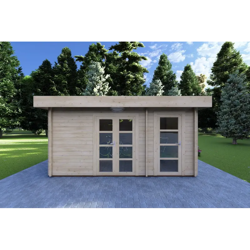Moderne Gartenhaus SVEVA 5x3, 40mm, Frontansicht
