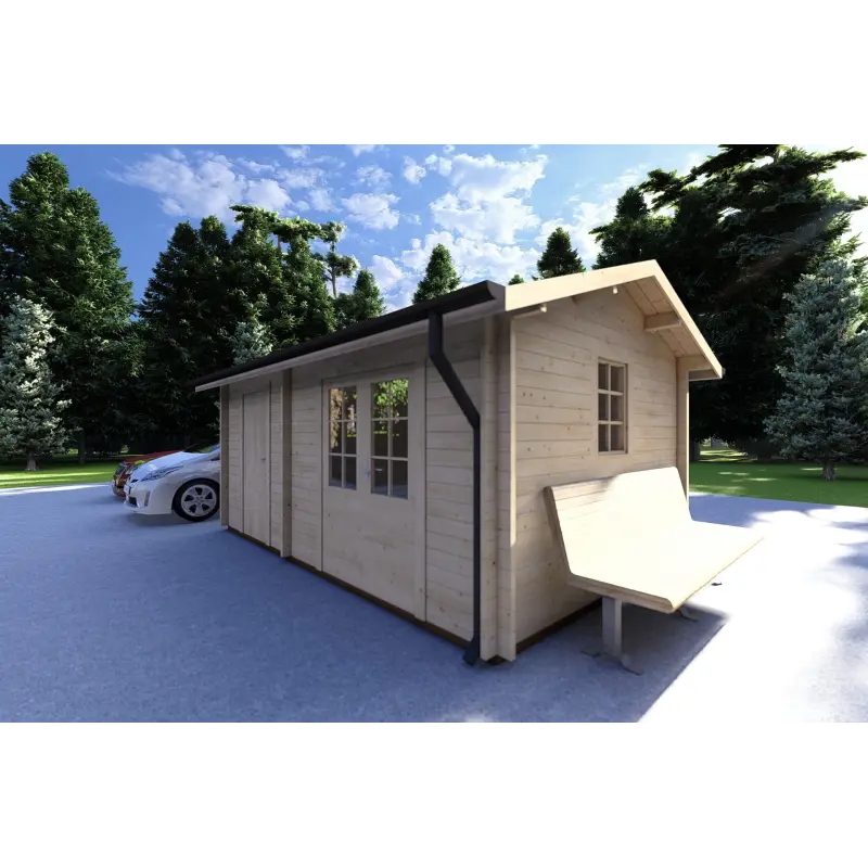 Gartenhaus Holz LUNA 5x3, 40mm, Frontansicht rechte Seite