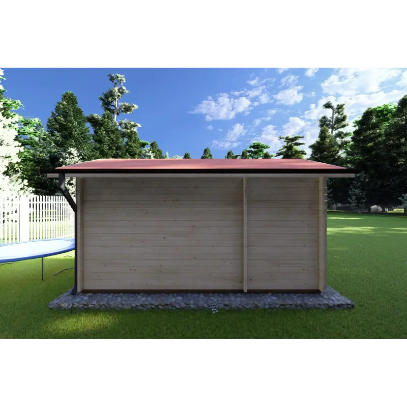Moderne Gartenhaus BETTA 4x2.5, 40mm, Rückansicht