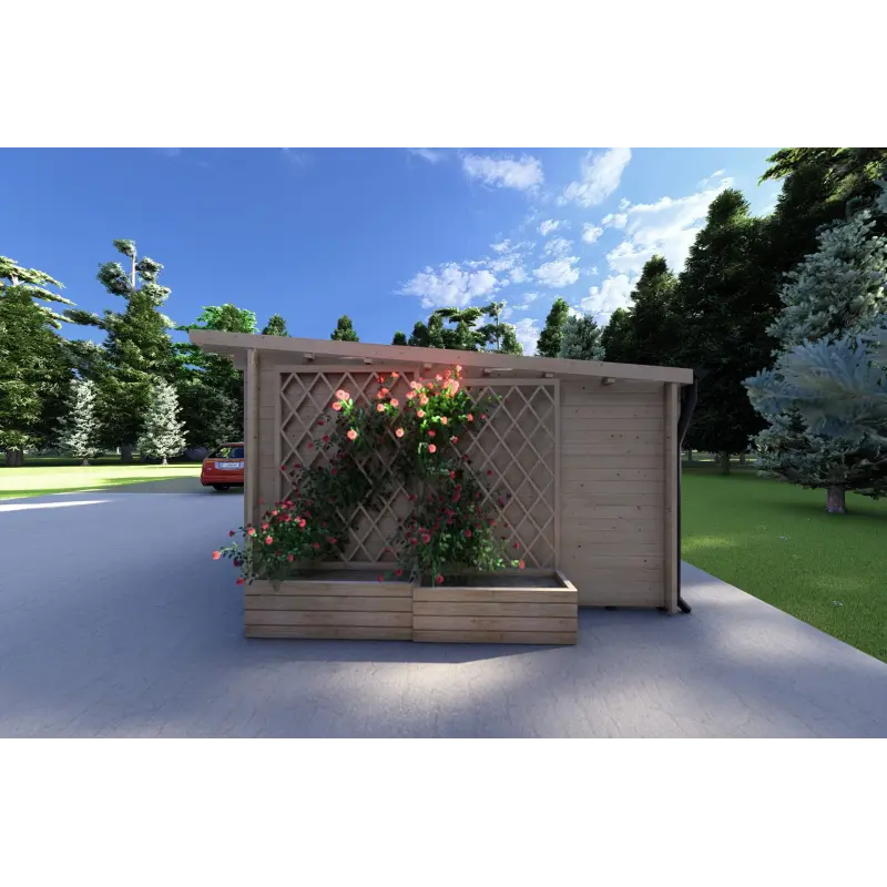 Moderne Gartenhaus DESY 5x4, 40mm, rechte Seite