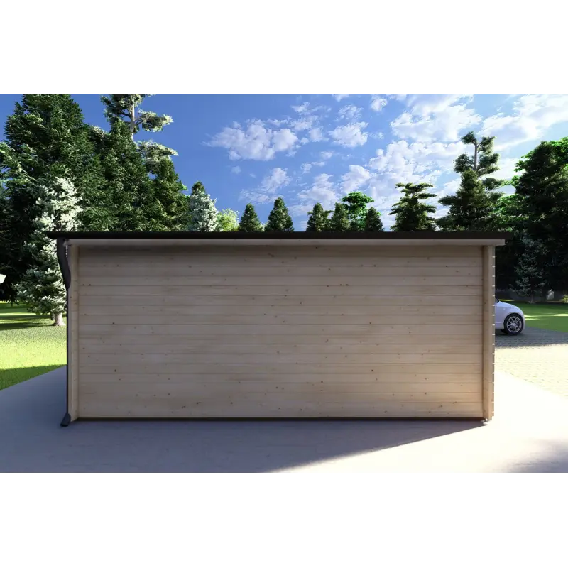 Moderne Gartenhaus DESY 5x4, 40mm, Rückansicht