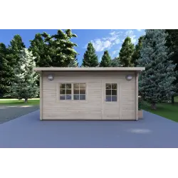 Moderne Gartenhaus DESY 5x4, 40mm, Frontansicht