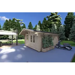 Gartenhaus ARIANNA 4x5, 40mm, Frontansicht rechte Seite