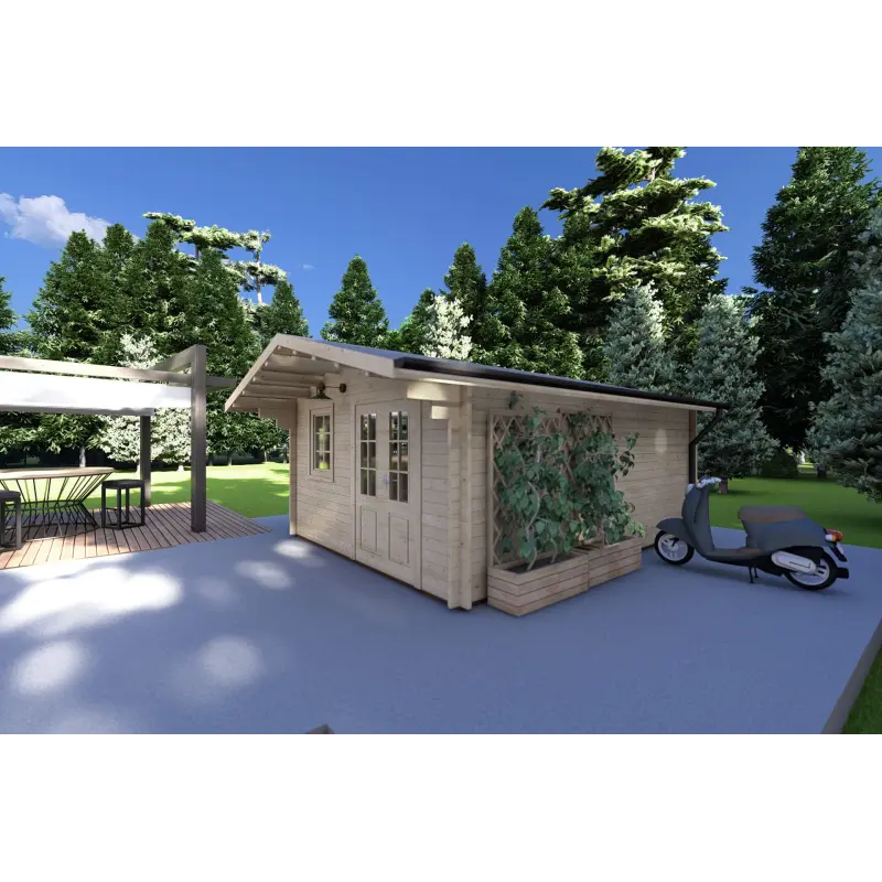 Gartenhaus ARIANNA 4x5, 40mm, Frontansicht rechte Seite