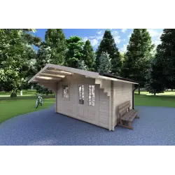 Gartenhaus Holz AUDREY 4x4, 40mm, Frontansicht rechte Seite