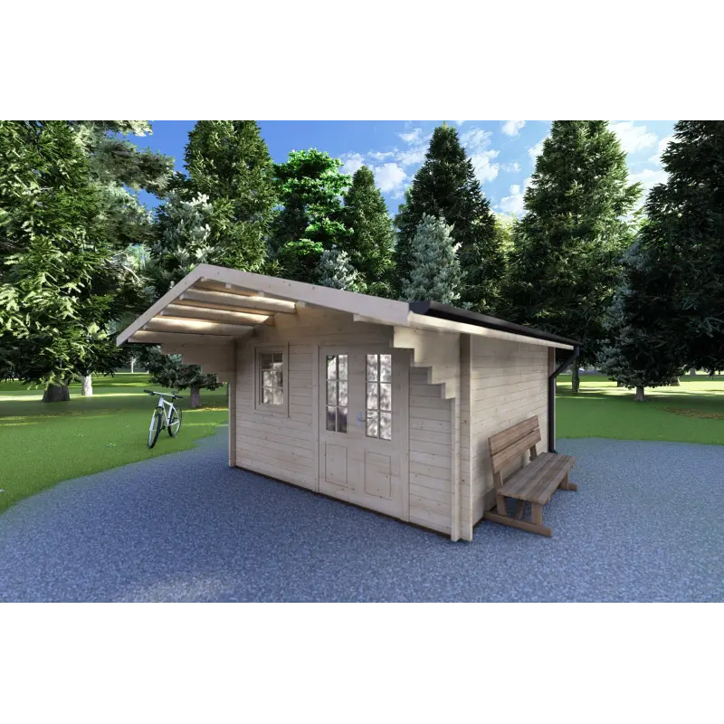 Gartenhaus Holz AUDREY 4x4, 40mm, Frontansicht rechte Seite