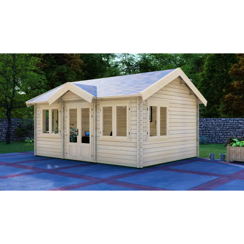 Gartenhaus Holz MARISSA 5.5x4, 68mm, Frontansicht rechte Seite