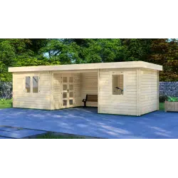 Gartenhaus Holz FIAMMETTA 3x8, 44mm, Frontansicht rechte Seite