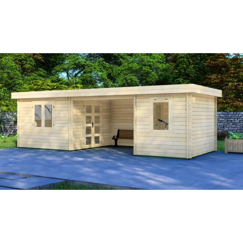 Gartenhaus Holz FIAMMETTA 3x8, 44mm, Frontansicht rechte Seite