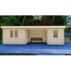 Gartenhaus Holz FIAMMETTA 3x8, 44mm, Frontansicht