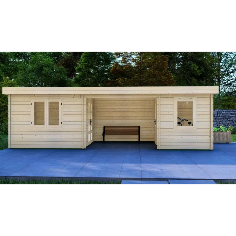 Gartenhaus Holz FIAMMETTA 3x8, 44mm, Frontansicht