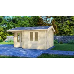 Gartenhaus Holz MONICA 5x4, 68mm, Frontansicht rechte Seite