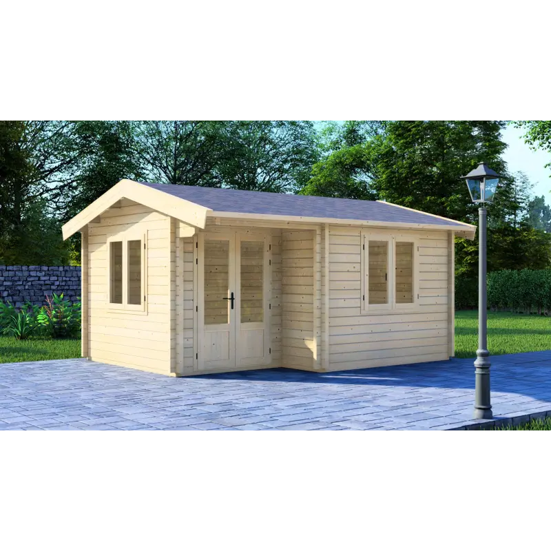 Gartenhaus Holz MONICA 5x4, 68mm, Frontansicht