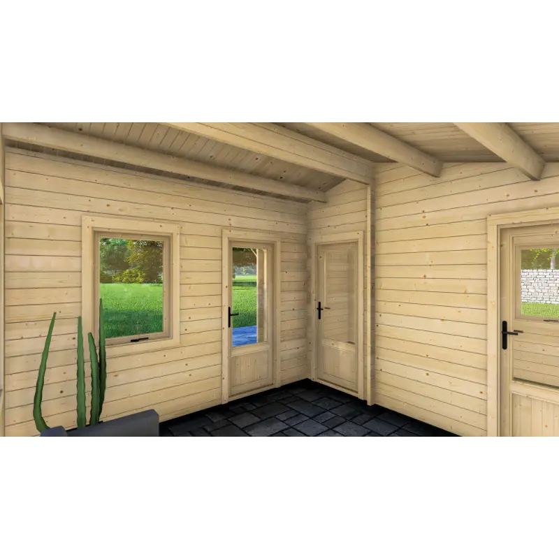 Moderne Gartenhaus ZOE 6x4.5, 68mm, Innenansicht
