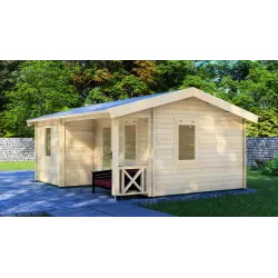 Moderne Gartenhaus ZOE 6x4.5, 68mm, Frontansicht rechte Seite
