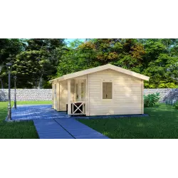 Moderne Gartenhaus ZOE 6x4.5, 68mm, rechte Seite