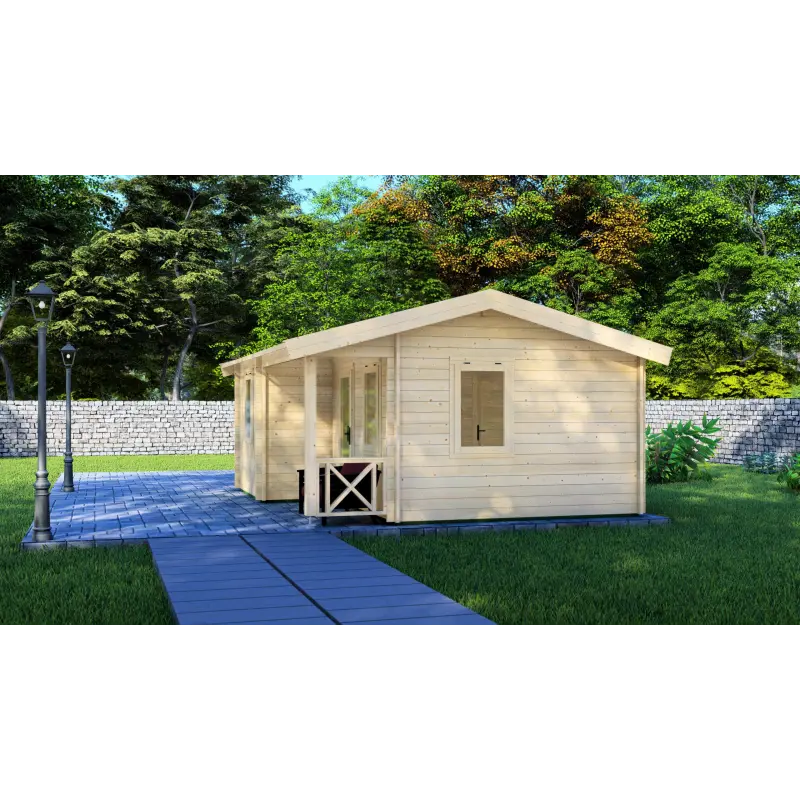 Moderne Gartenhaus ZOE 6x4.5, 68mm, rechte Seite